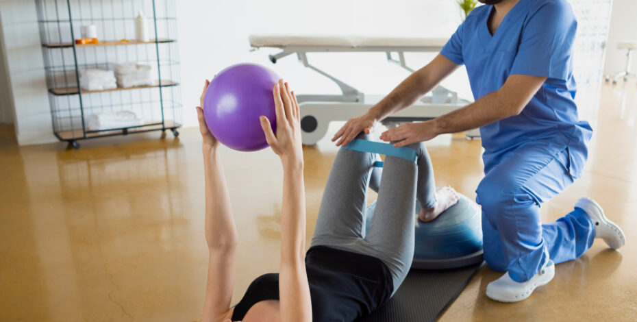 a Woman dong physical therapy exercises